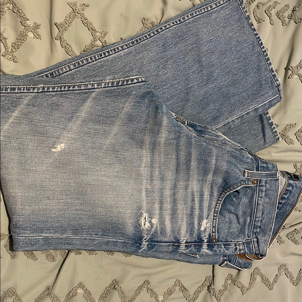 Distressed Blue Jeans